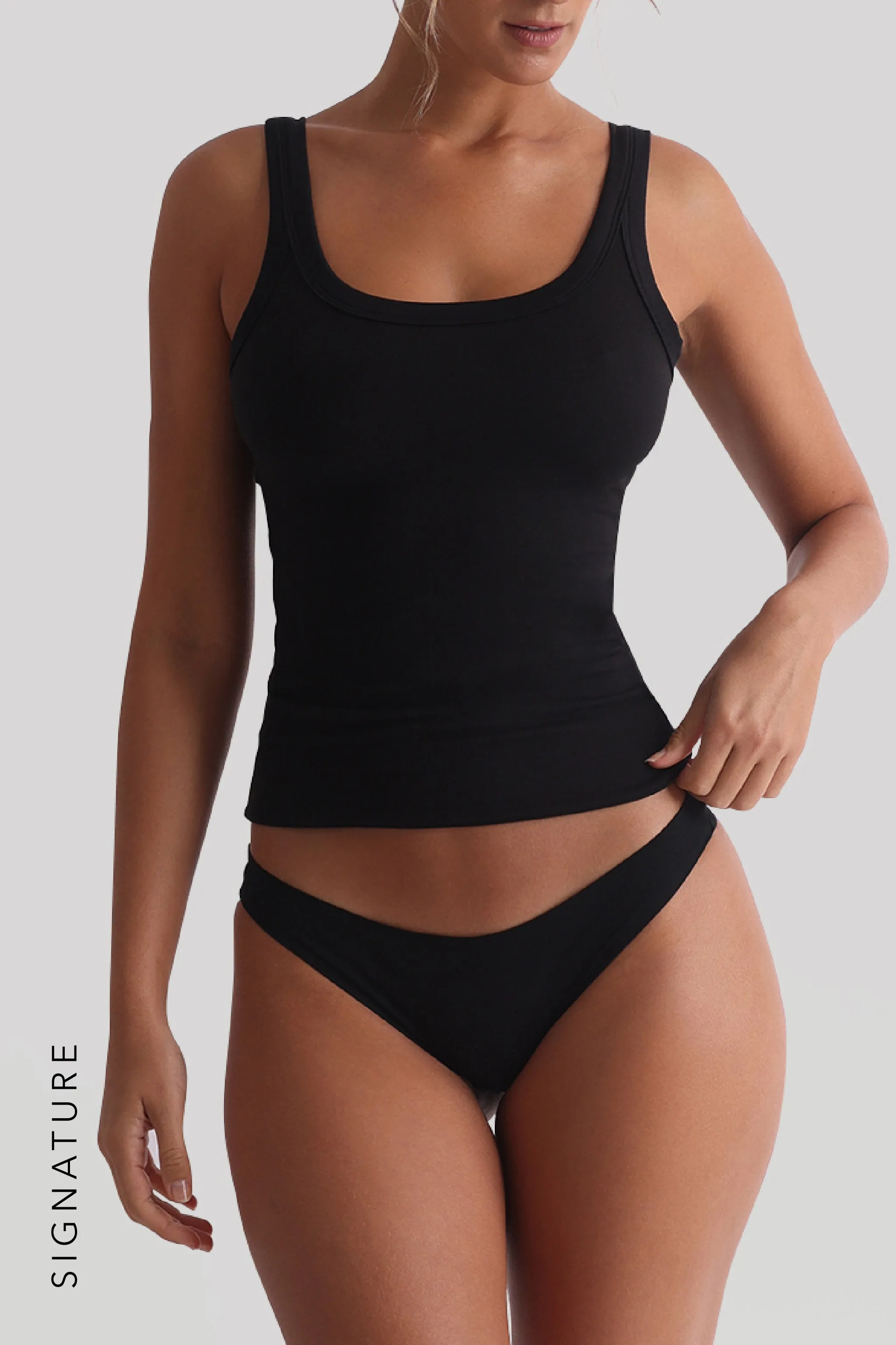 Banded Scoop Neck Tank Top - Black sold by My outfit online product image thumbnail 2