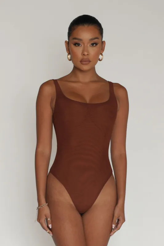 Simple Life Mesh Bodysuit - Brown sold by My outfit online