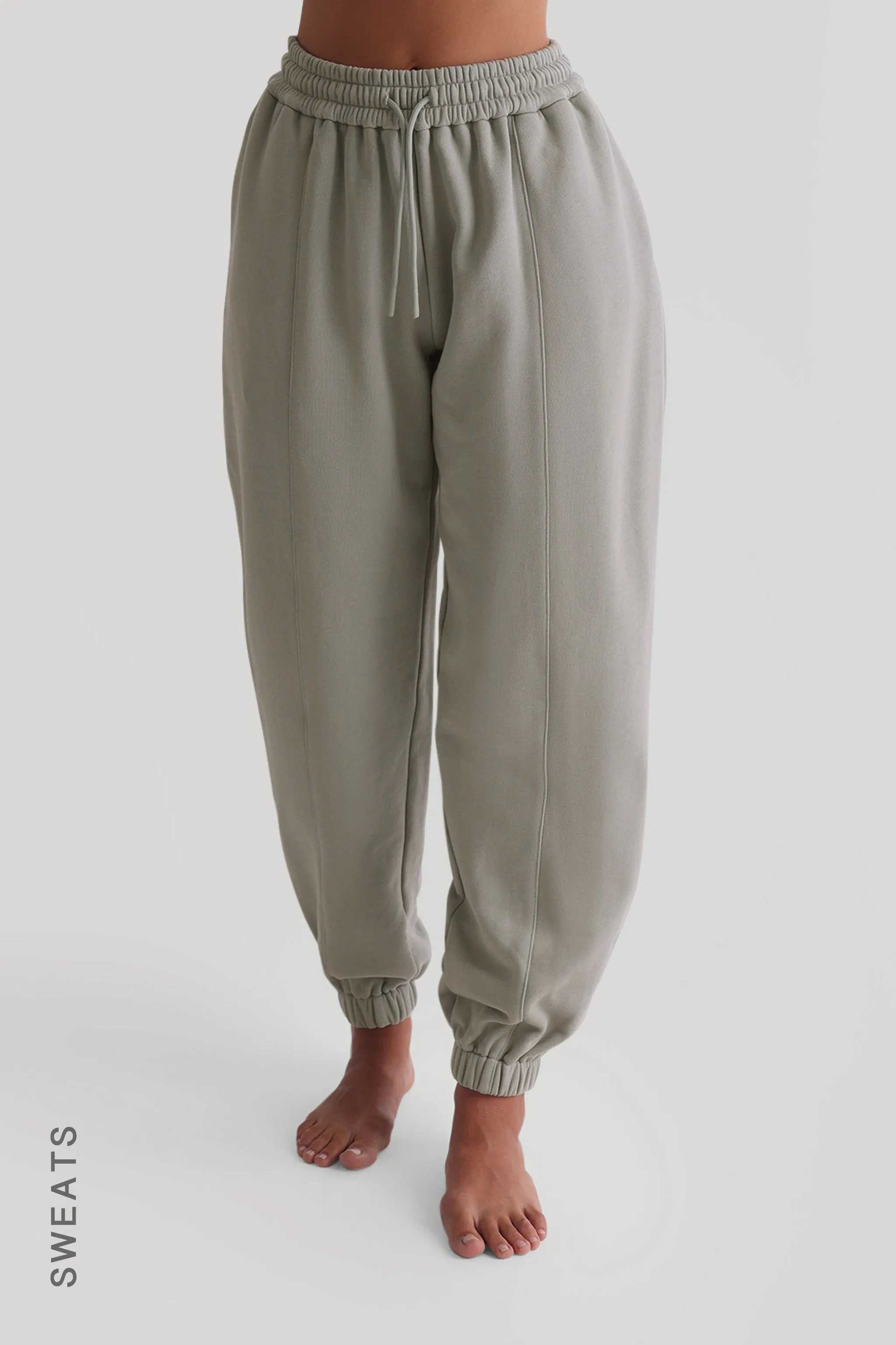 Baggy Fit Structured Sweatpants - Sage sold by My outfit online