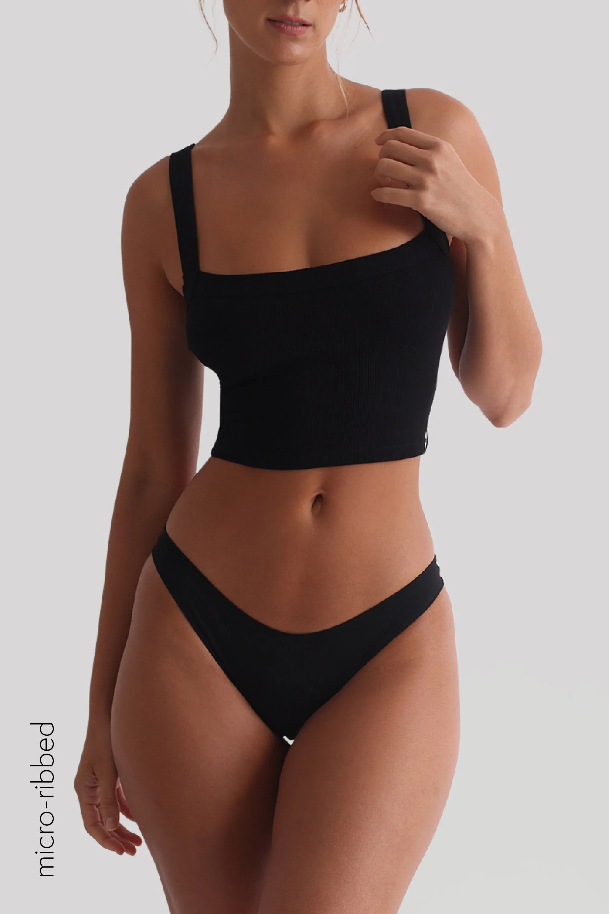 Staple Micro-Ribbed Crop Top - Black sold by My outfit online