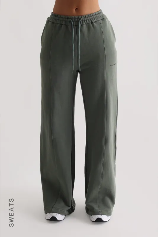 Structured Wide Leg Sweatpants  - Forest Green sold by My outfit online