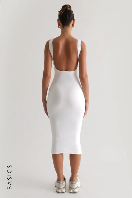 Low Back Midi Dress - White sold by My outfit online