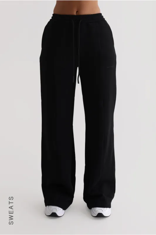 Structured Wide Leg Sweatpants - Black sold by My outfit online