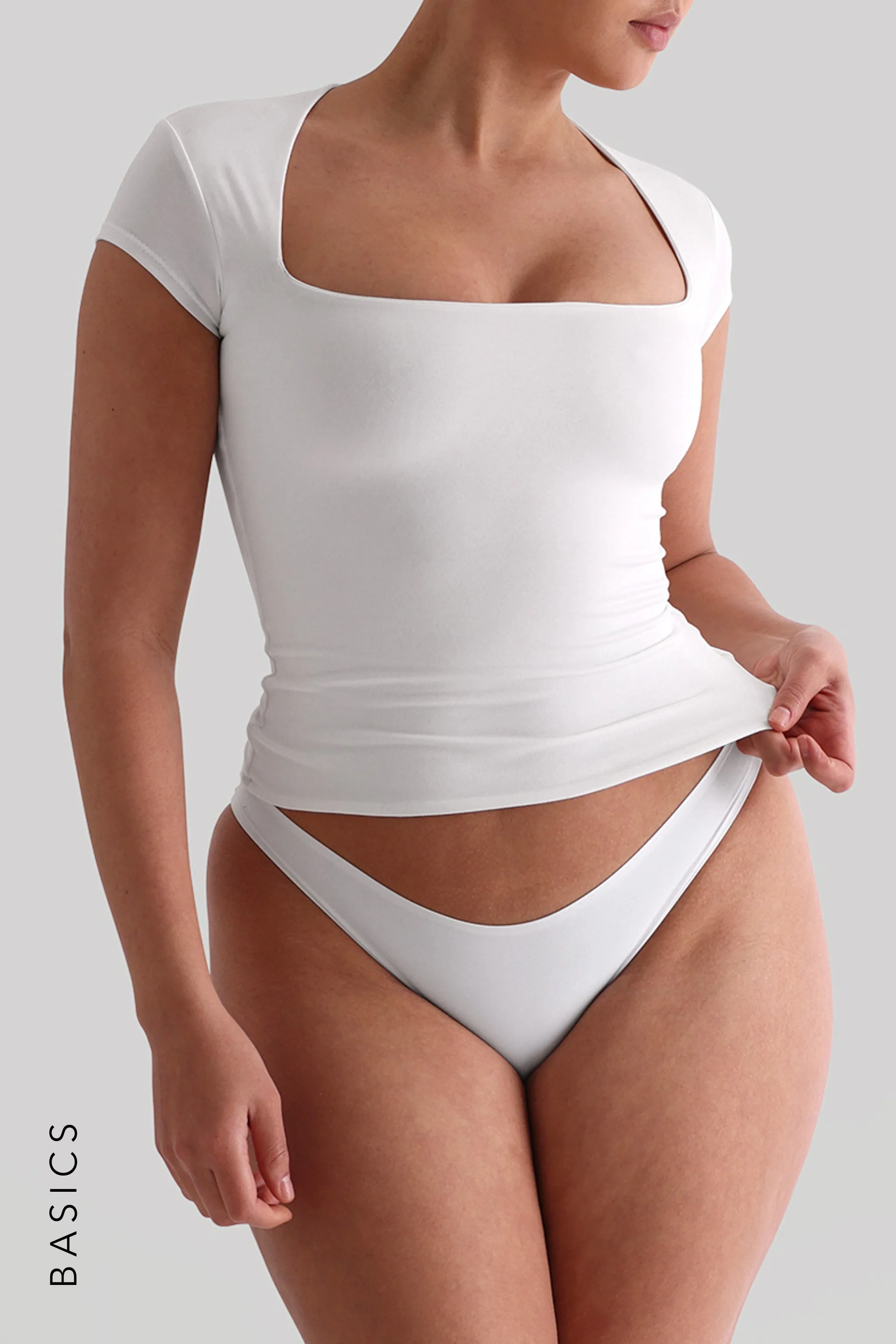 Cap Sleeve Square Neck T-Shirt - White sold by My outfit online product image thumbnail 3