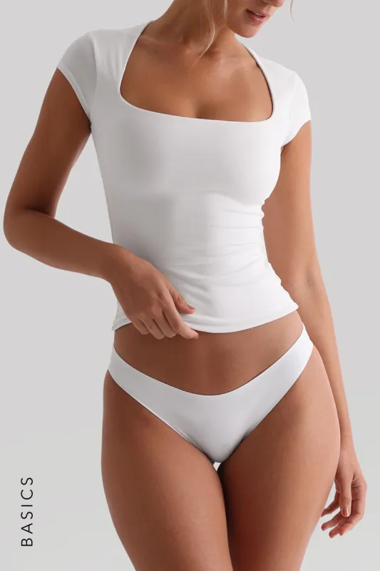 Cap Sleeve Square Neck T-Shirt - White sold by My outfit online