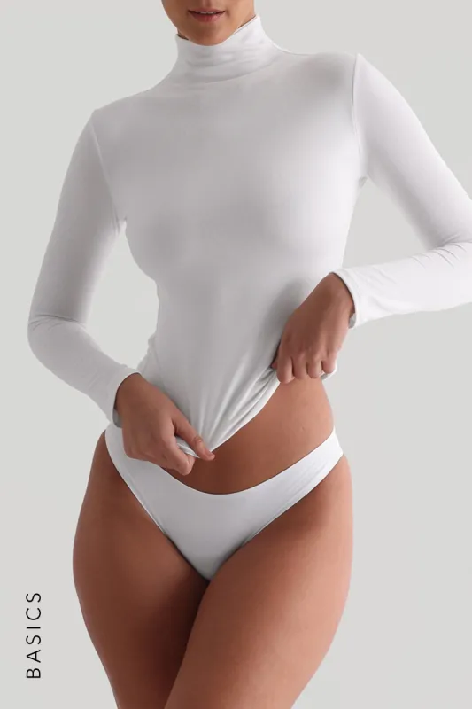 Seamless Long Sleeve Turtleneck T-shirt - White sold by My outfit online