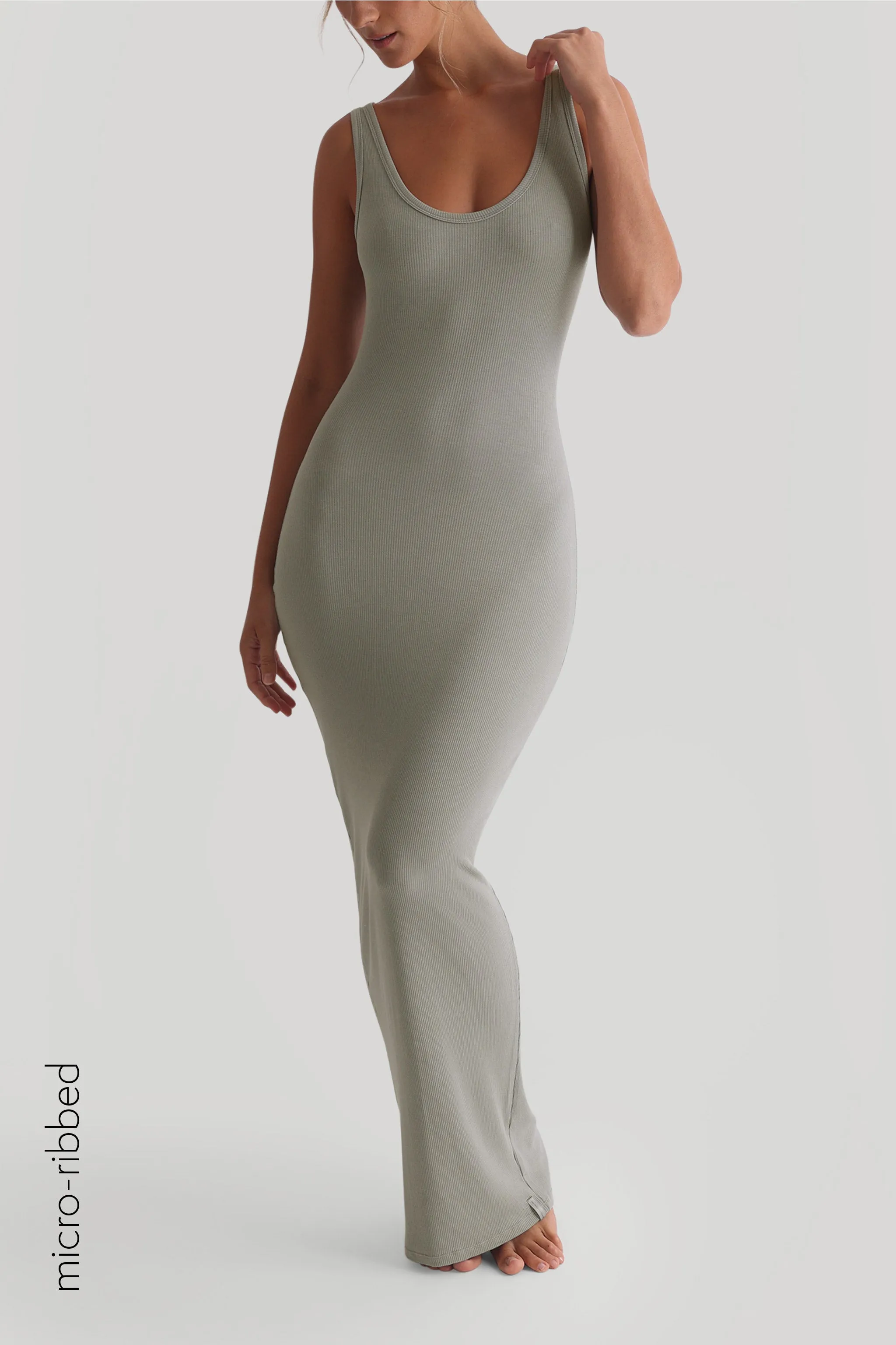 Tank Micro-Ribbed Maxi Dress - Sage sold by My outfit online