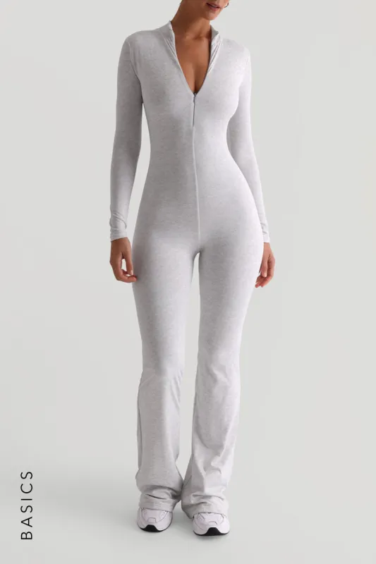 New Standard Flared Jumpsuit - Light Heather Gray sold by My outfit online