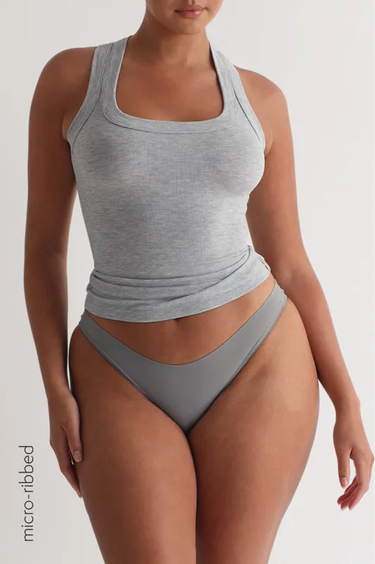 T-Shape Micro-Ribbed Tank Top - Heather Gray sold by My outfit online