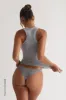 T-Shape Micro-Ribbed Tank Top - Heather Gray sold by My outfit online