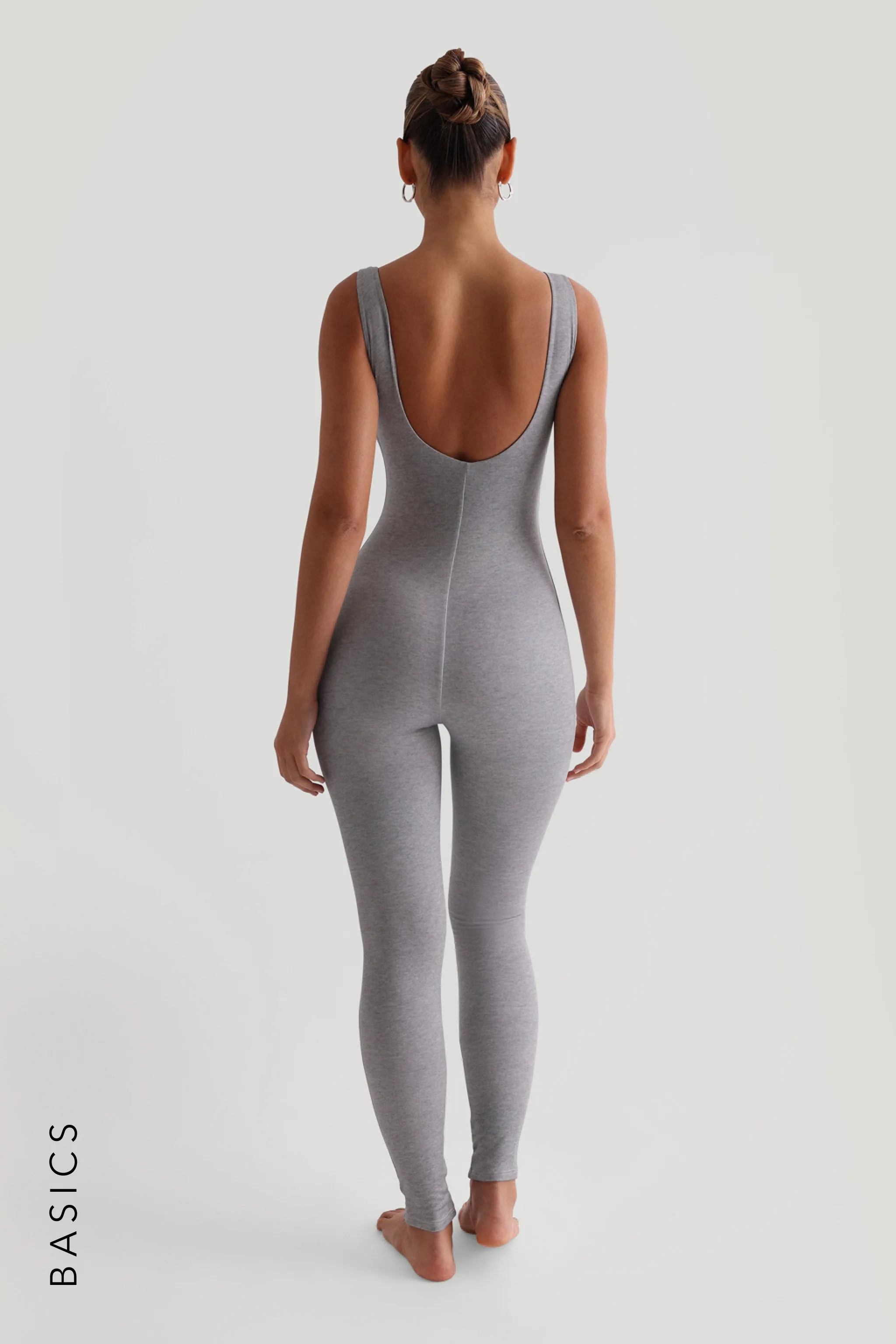 Deep Scoop Open Back Jumpsuit - Heather Gray sold by My outfit online