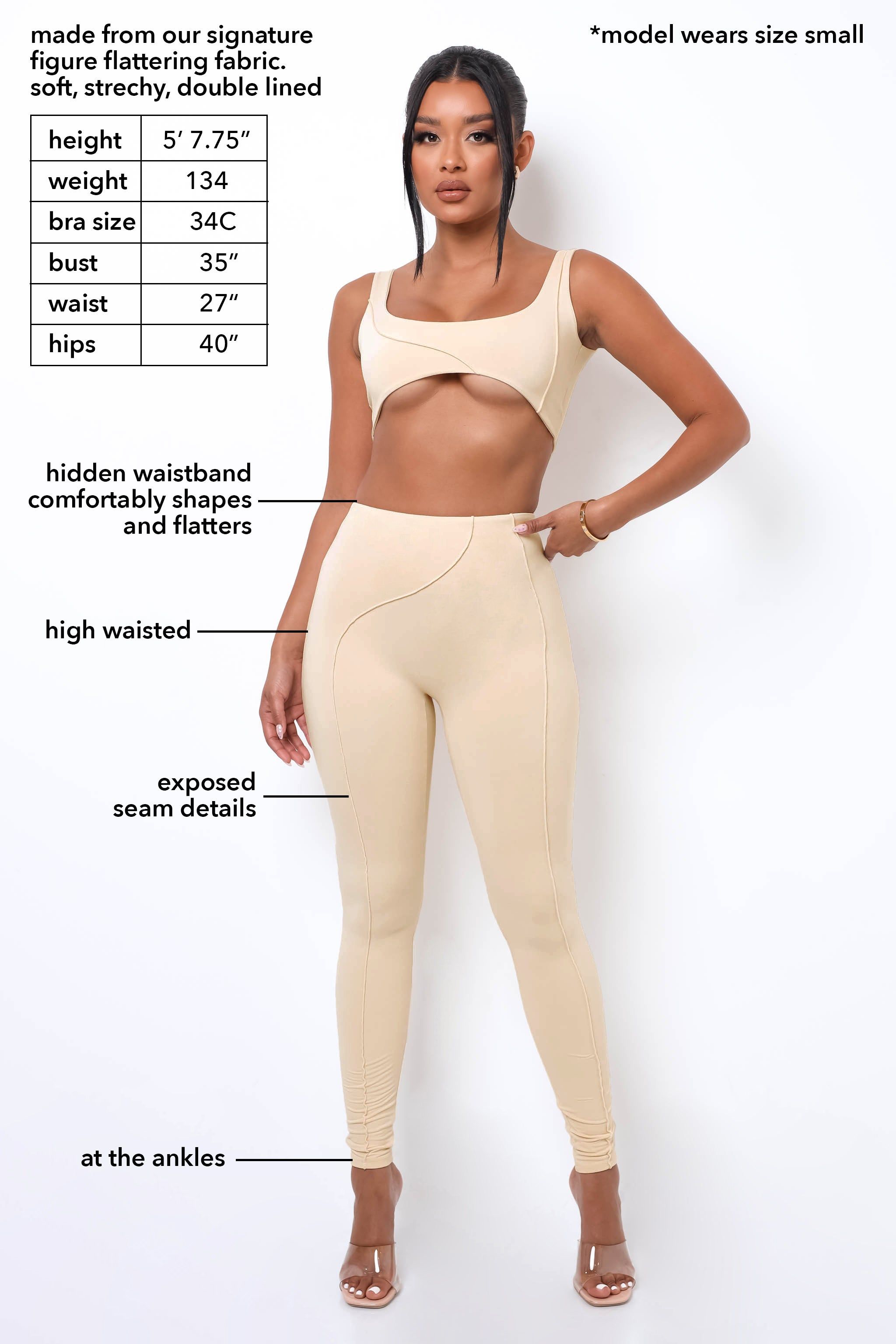 Reset High Waisted Leggings - Cream sold by My outfit online product image thumbnail 2