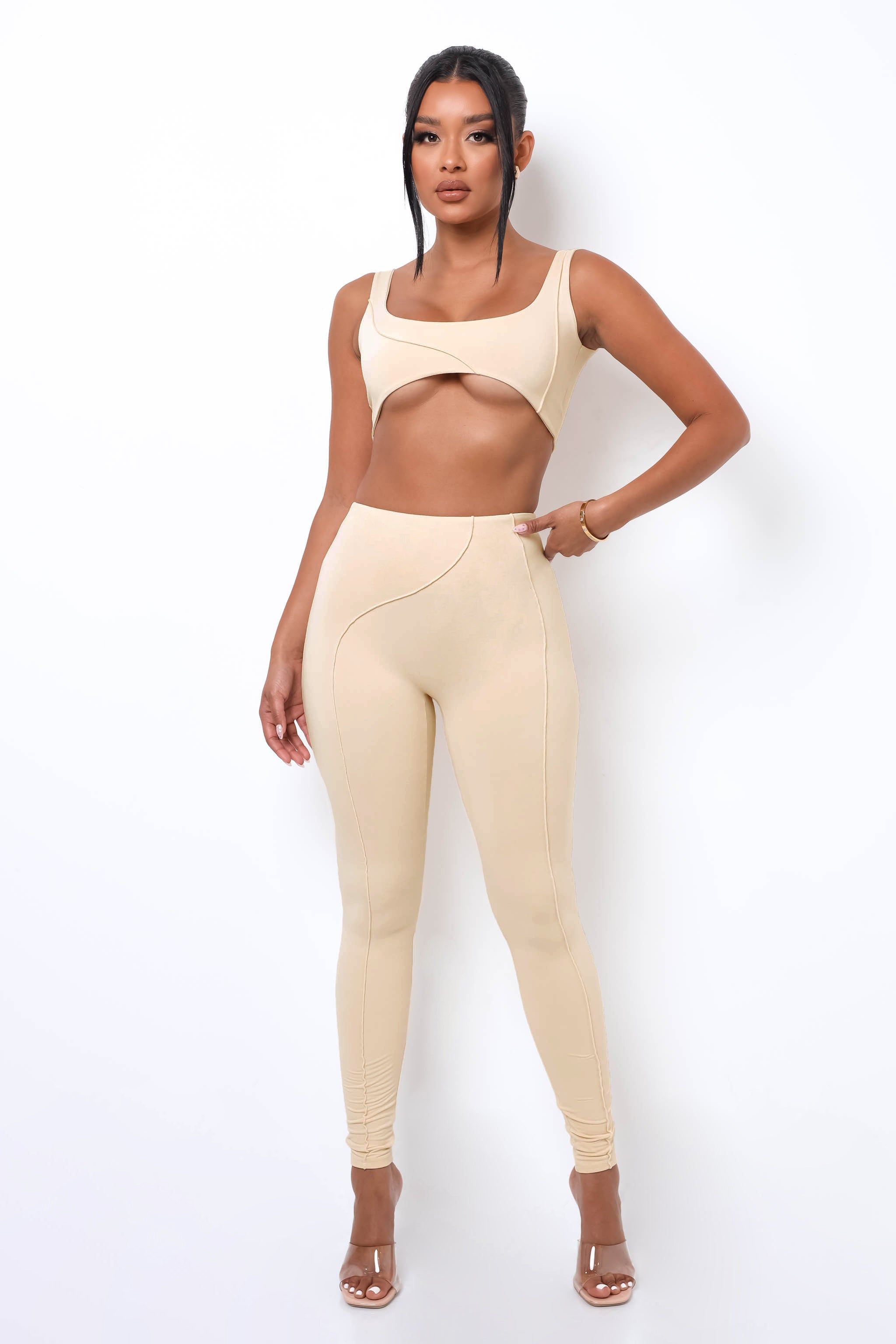 Reset High Waisted Leggings - Cream sold by My outfit online