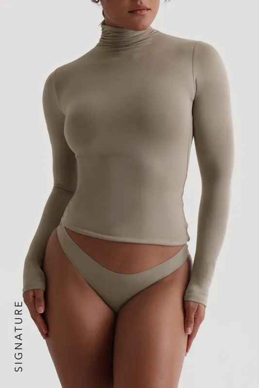 Refined Long Sleeve Turtleneck T-Shirt - Quiet Sage sold by My outfit online