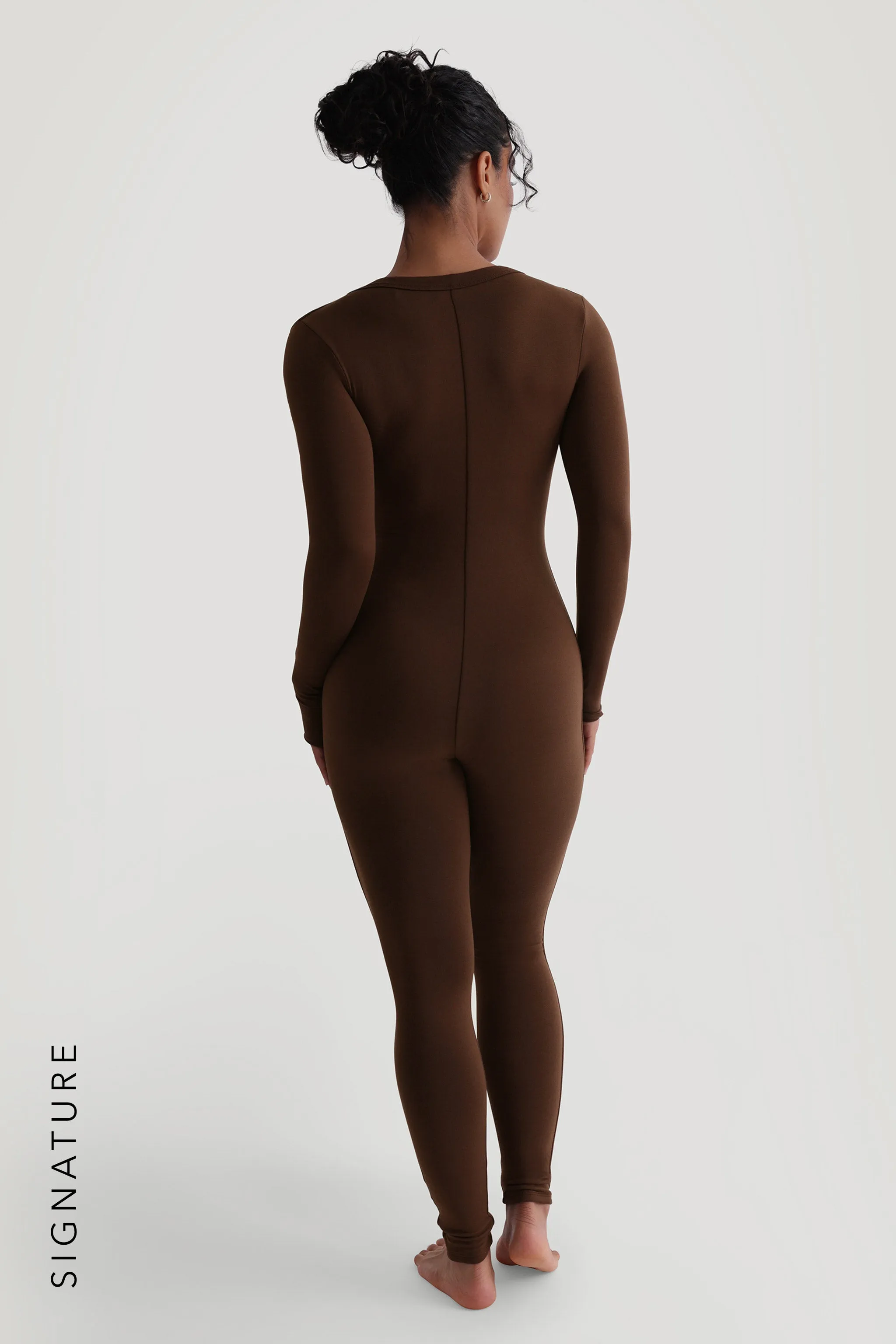 U-Shape Long Sleeve Jumpsuit - Cocoa sold by My outfit online product image thumbnail 2