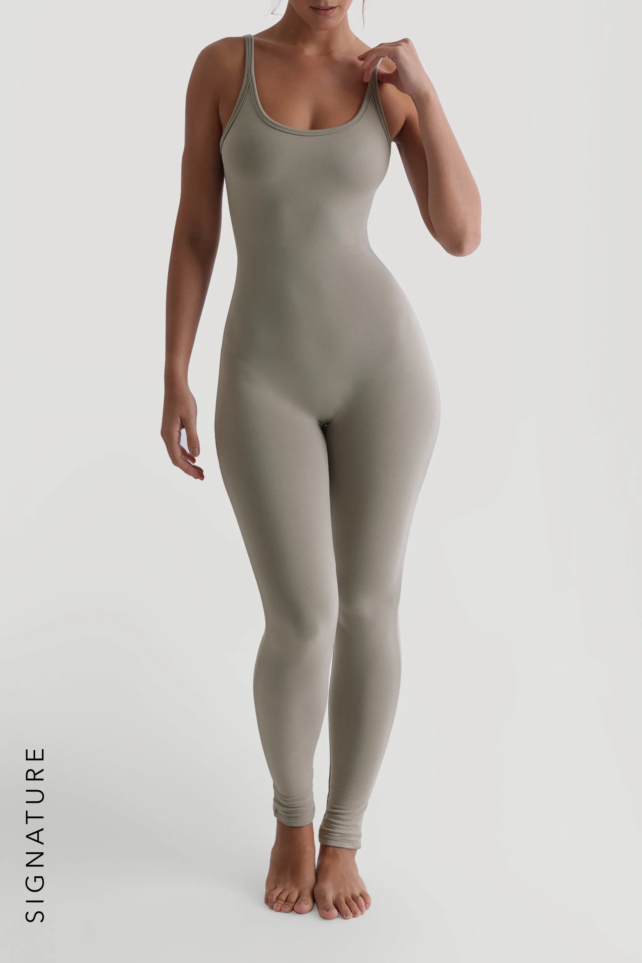 Banded Scoop Neck Jumpsuit - Quiet Sage sold by My outfit online