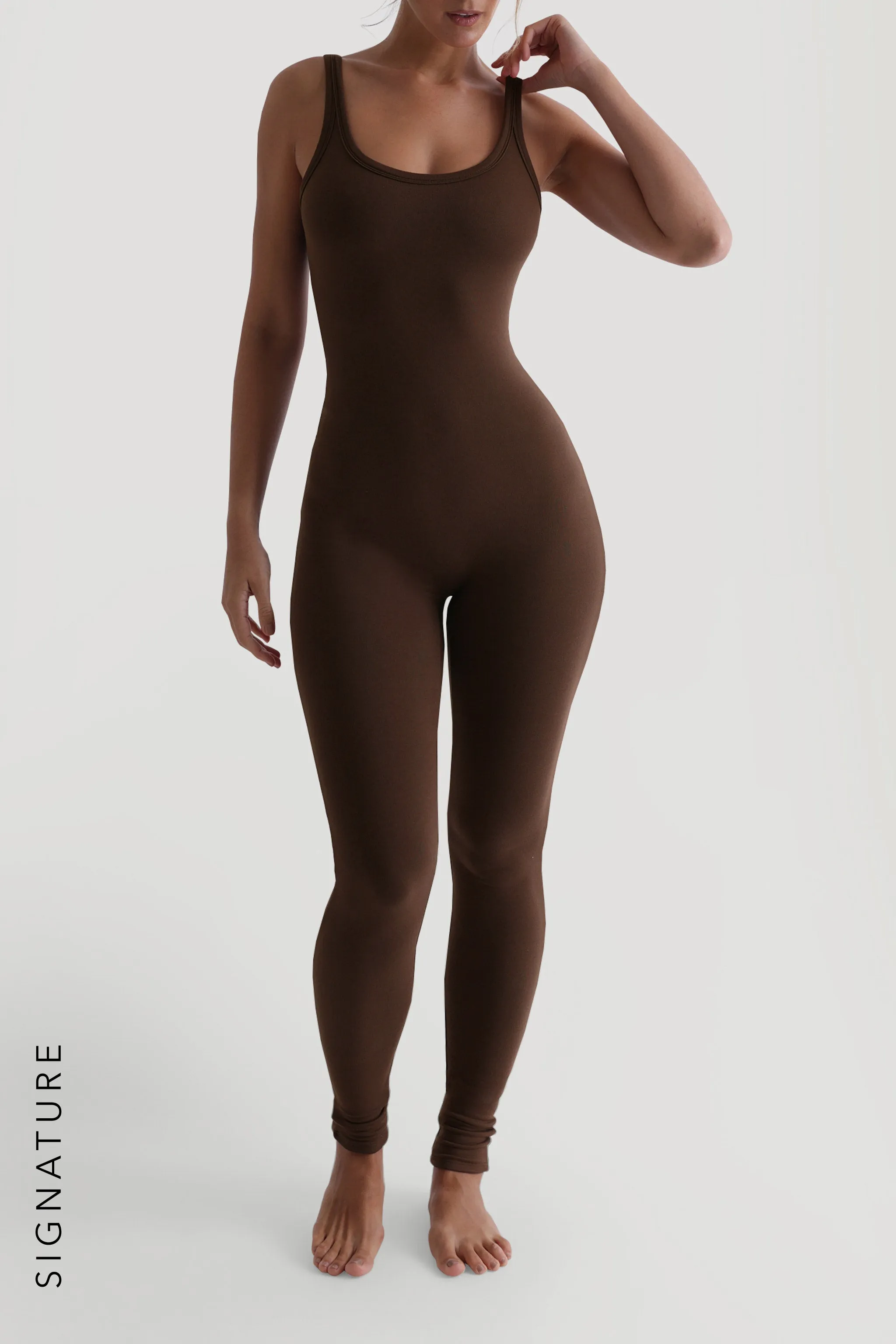 Banded Scoop Neck Jumpsuit - Cocoa sold by My outfit online product image thumbnail 3