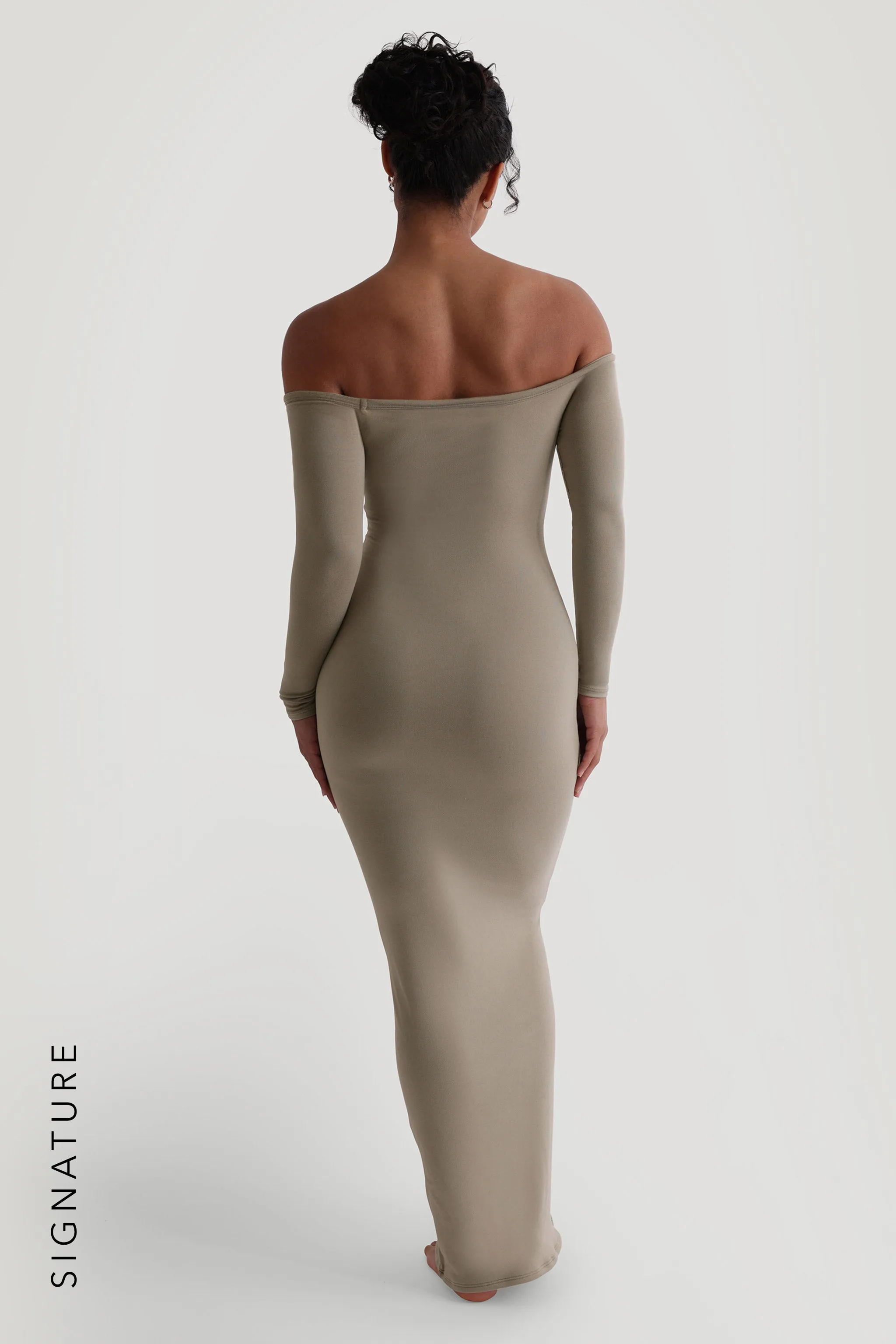 Off The Shoulder Banded Long Sleeve Maxi Dress - Quiet Sage sold by My outfit online product image thumbnail 3