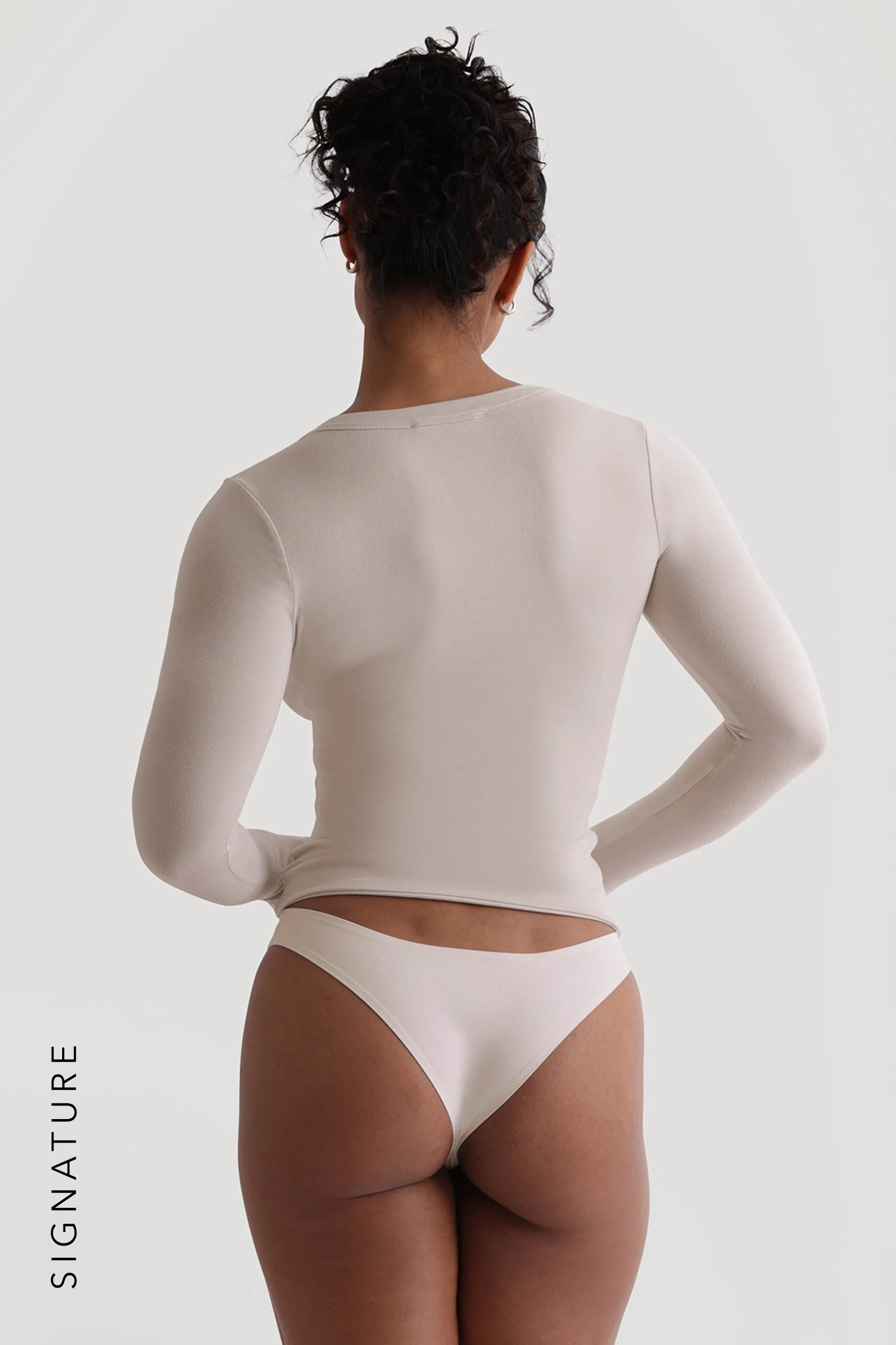 U-Shape Long Sleeve T-Shirt - Light Oat sold by My outfit online product image thumbnail 2