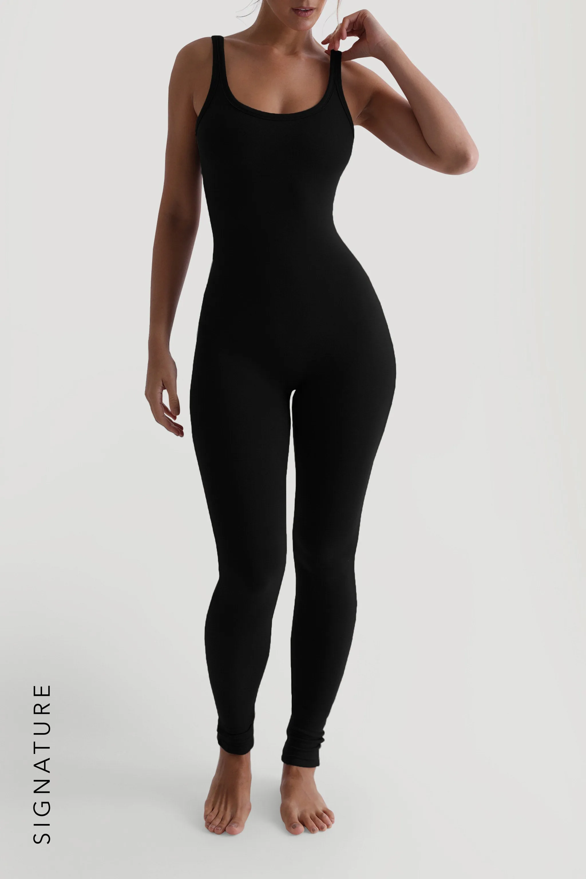Banded Scoop Neck Jumpsuit - Black sold by My outfit online