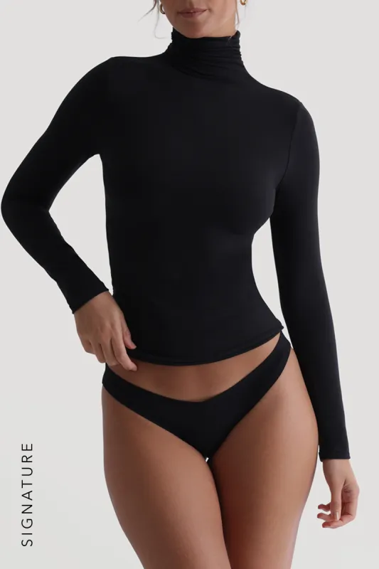 Refined Long Sleeve Turtleneck T-Shirt - Black sold by My outfit online