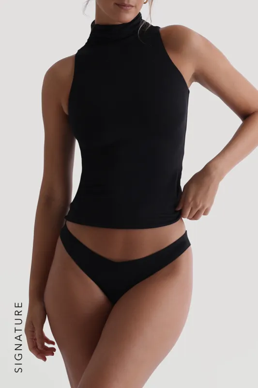 Refined Sleeveless Turtleneck T-Shirt - Black sold by My outfit online