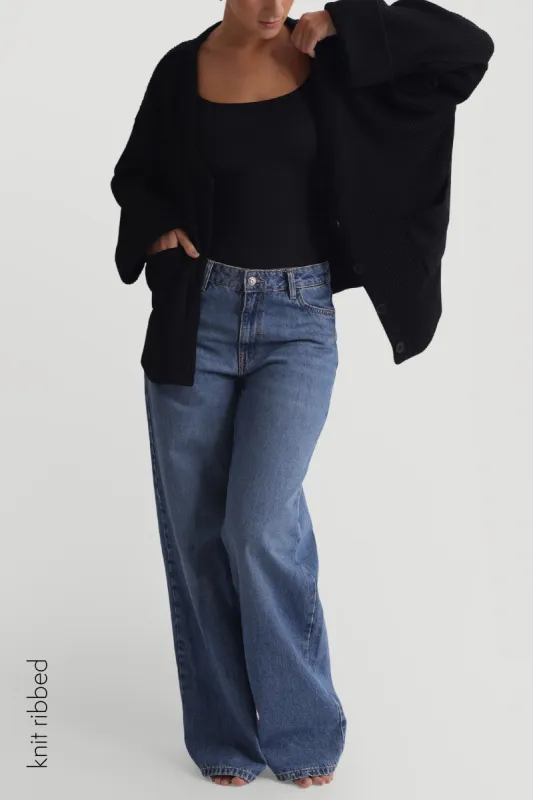 The Ribbed Button Up Cardigan - Black sold by My outfit online