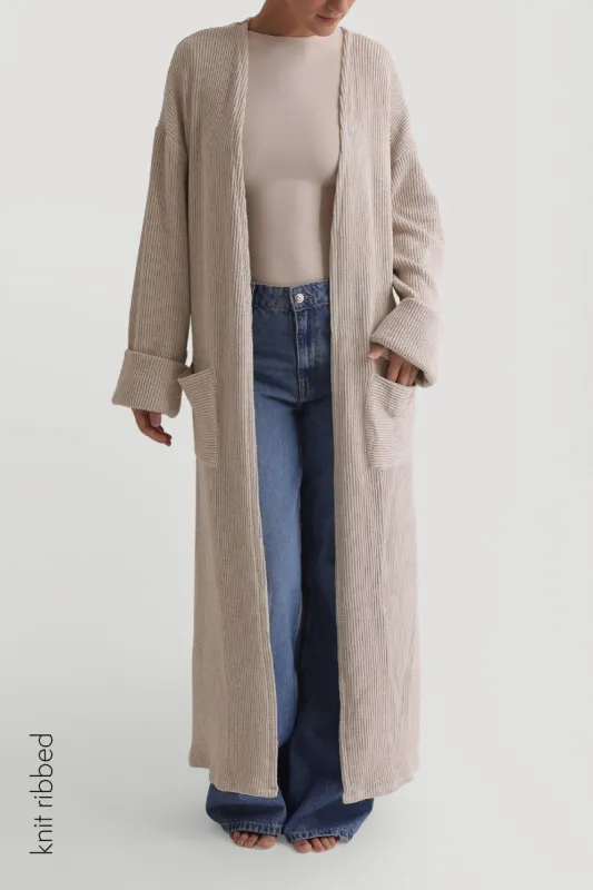 The Ribbed Long Cardigan - Oat sold by My outfit online