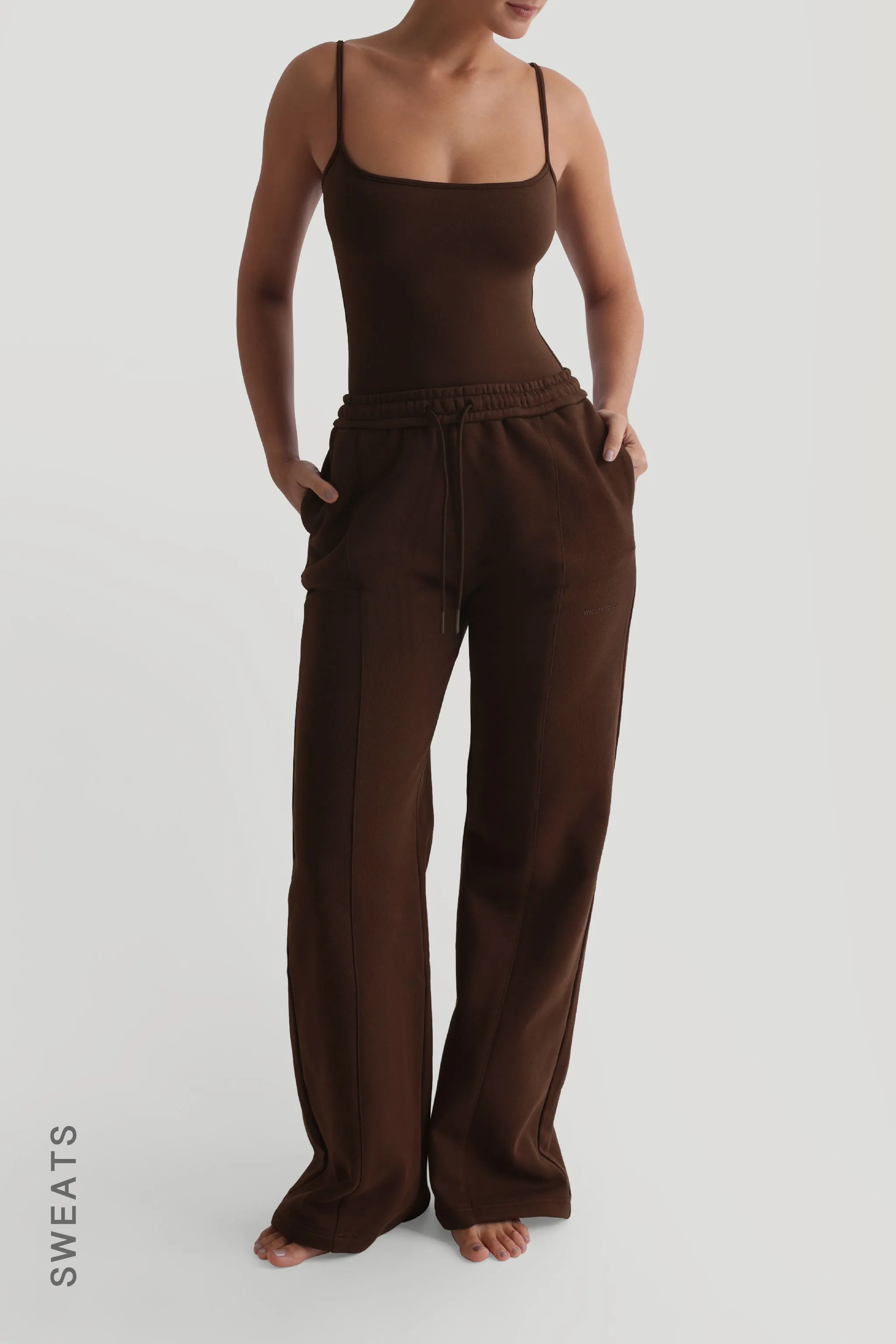 Structured Wide Leg Sweatpants - Cocoa sold by My outfit online