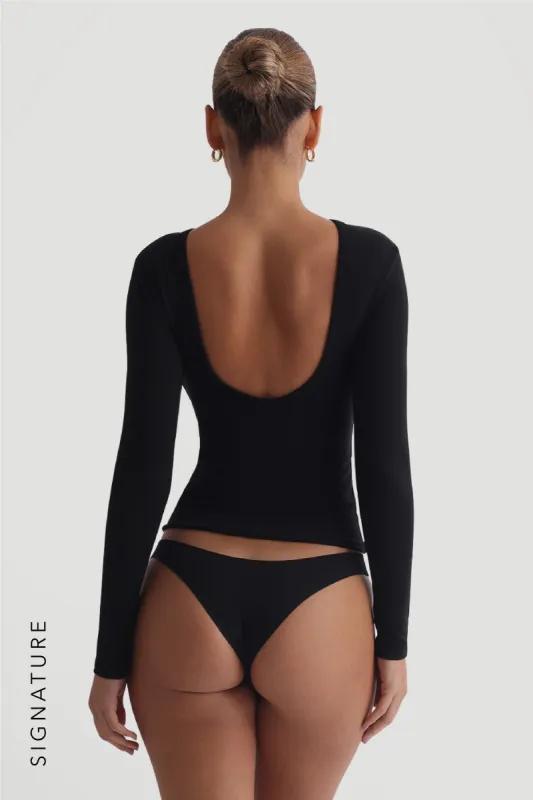 Reform Open Back Long Sleeve T-Shirt - Black sold by My outfit online