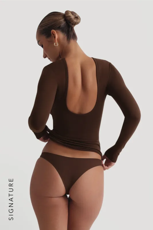 Reform Open Back Long Sleeve T-Shirt - Cocoa sold by My outfit online