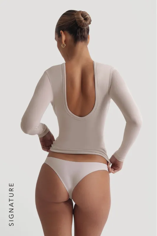 Reform Open Back Long Sleeve T-Shirt - Light Oat sold by My outfit online