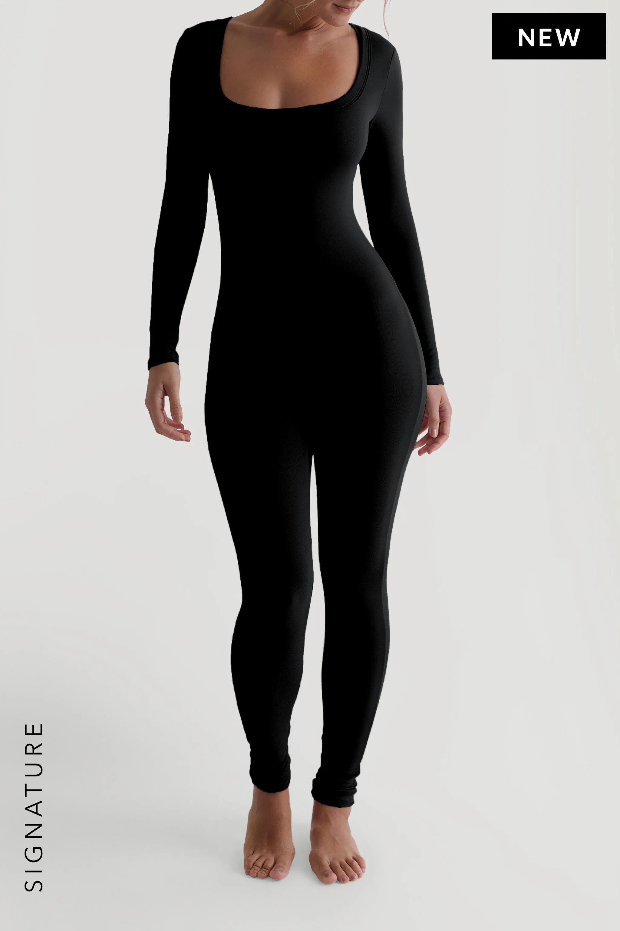 U-Shape Long Sleeve Jumpsuit - Black sold by My outfit online
