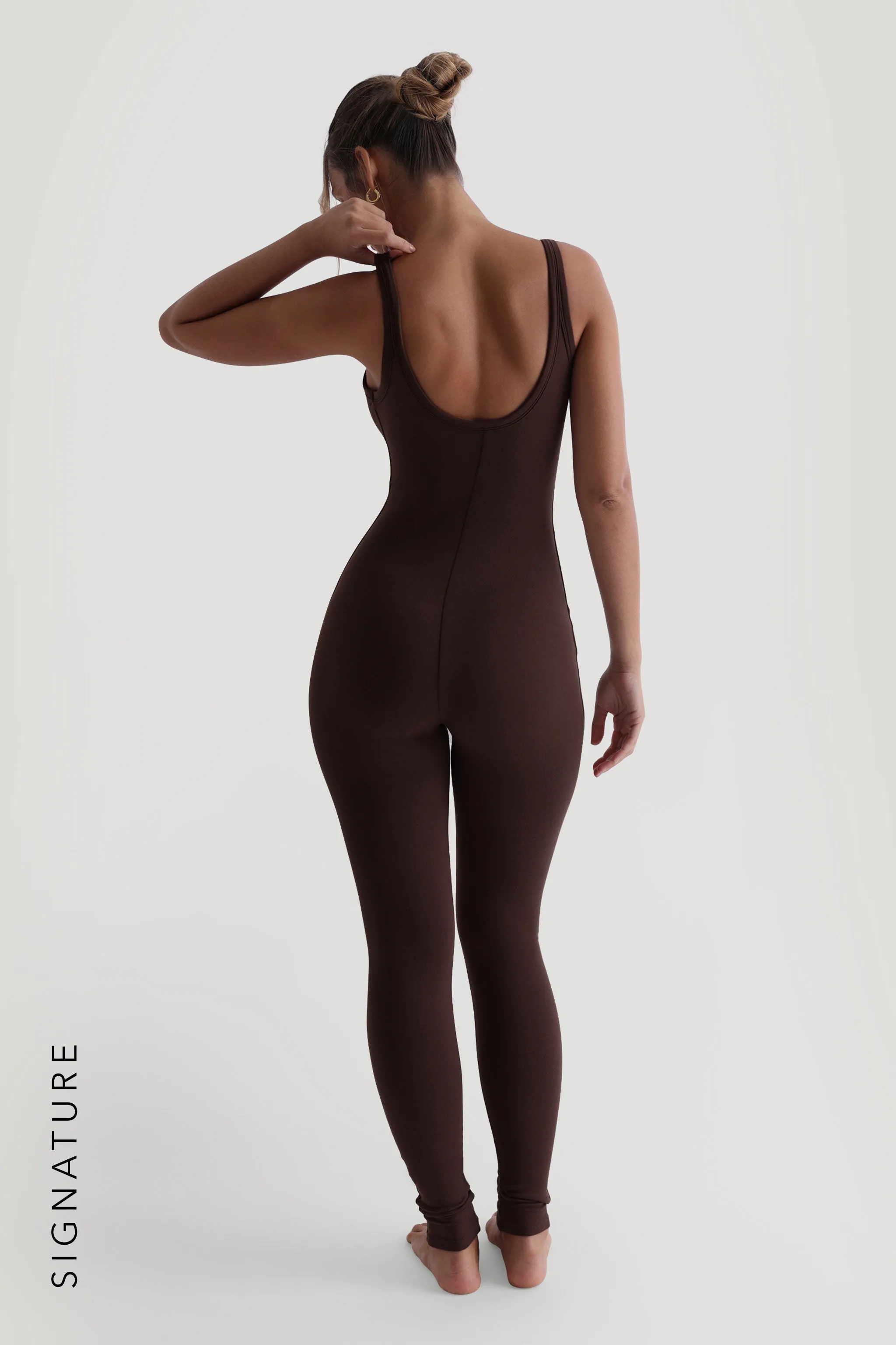 Banded Scoop Neck Jumpsuit - Chocolate sold by My outfit online product image thumbnail 2
