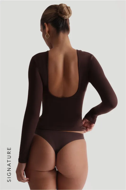 Reform Open Back Long Sleeve T-Shirt - Chocolate sold by My outfit online