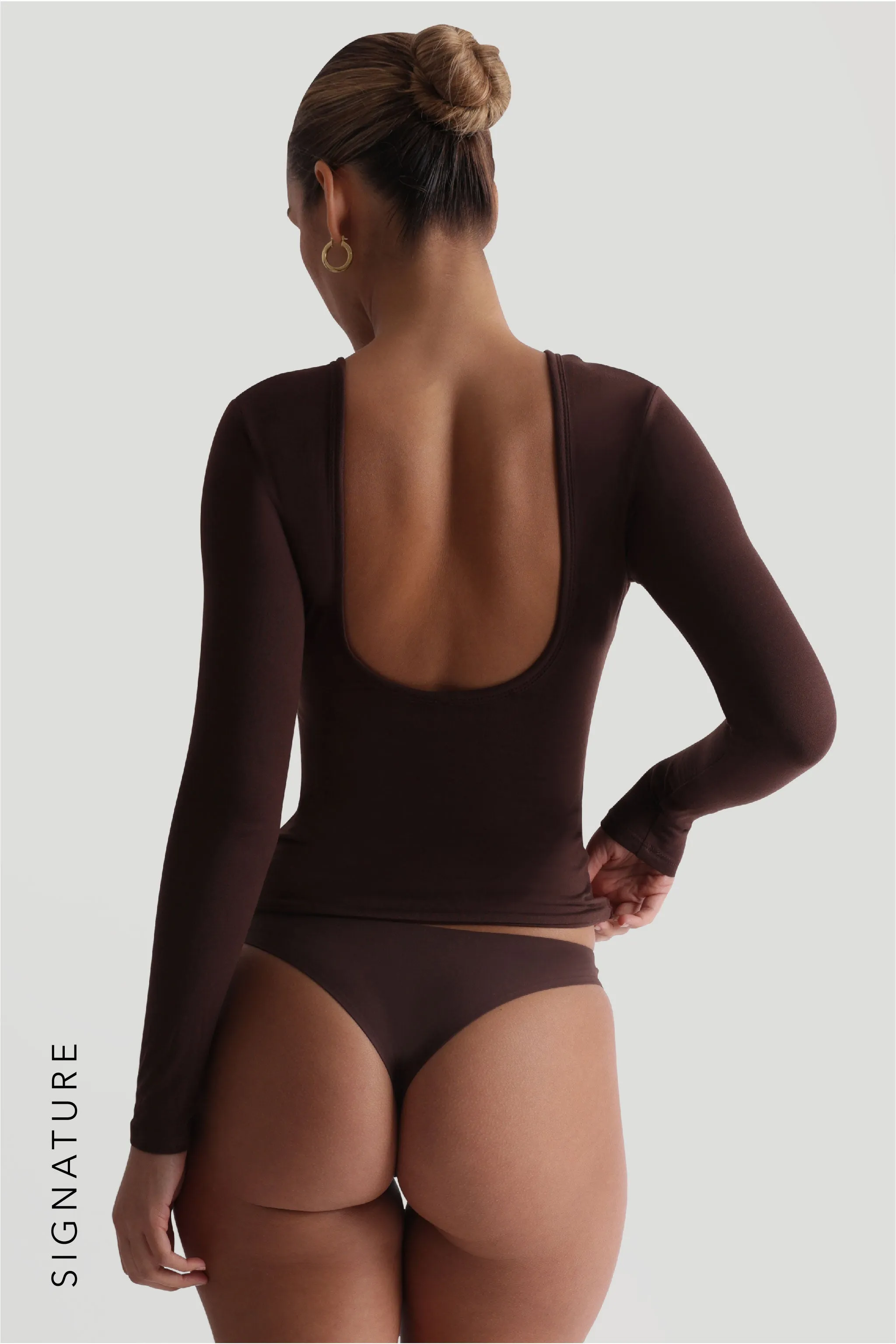 Reform Open Back Long Sleeve T-Shirt - Chocolate sold by My outfit online