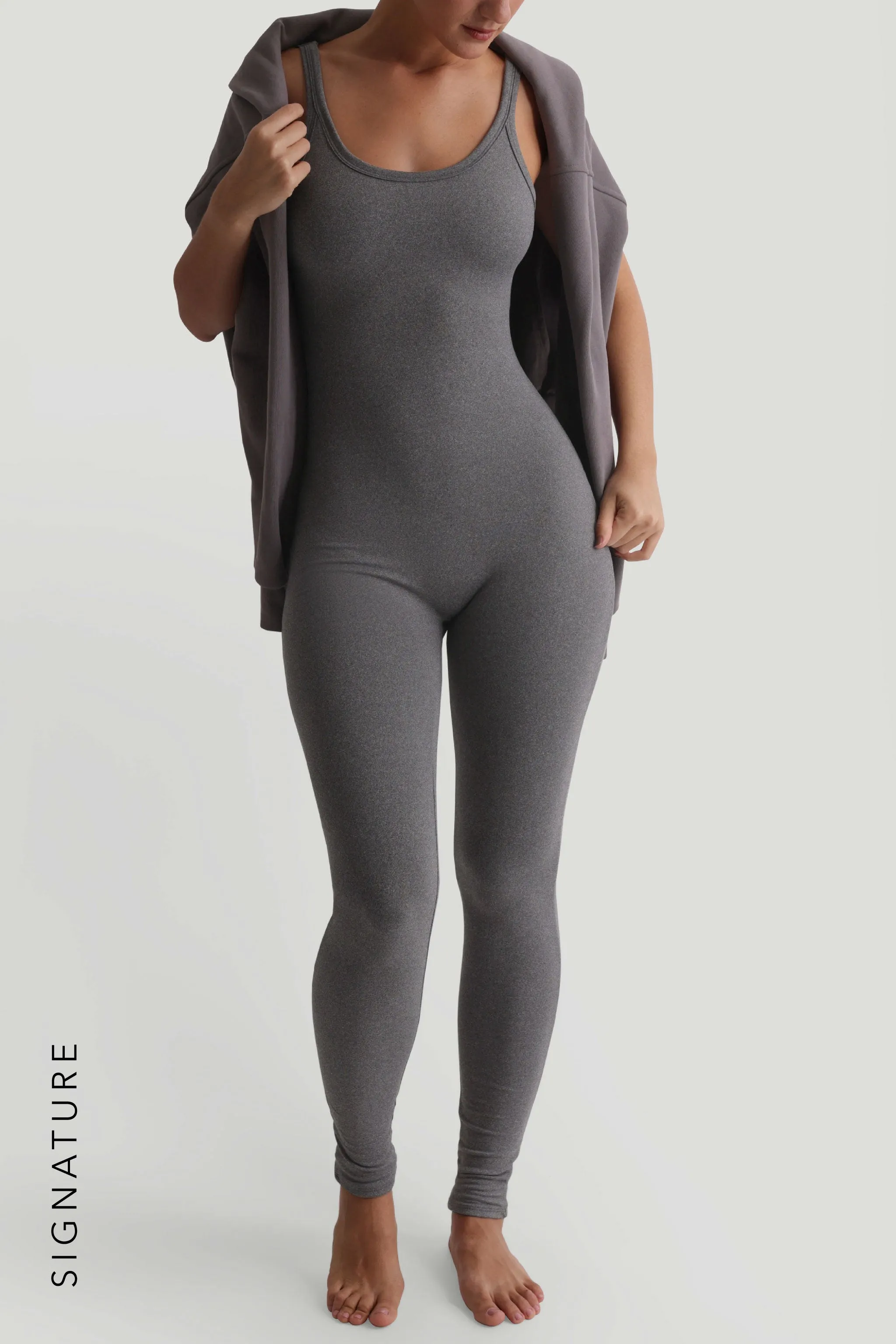 Banded Scoop Neck Jumpsuit - Dark Stone Gray sold by My outfit online product image thumbnail 3