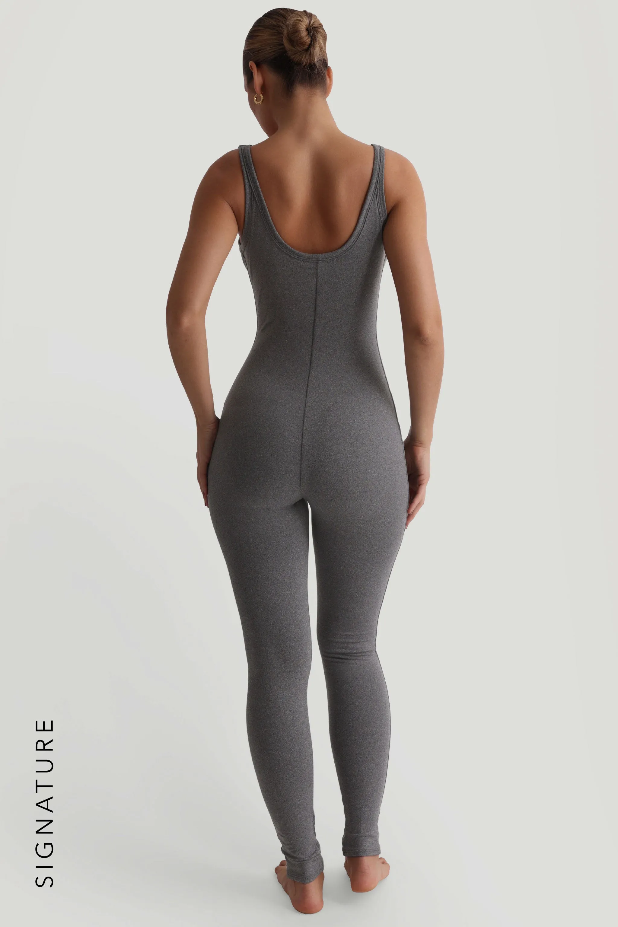 Banded Scoop Neck Jumpsuit - Dark Stone Gray sold by My outfit online product image thumbnail 2