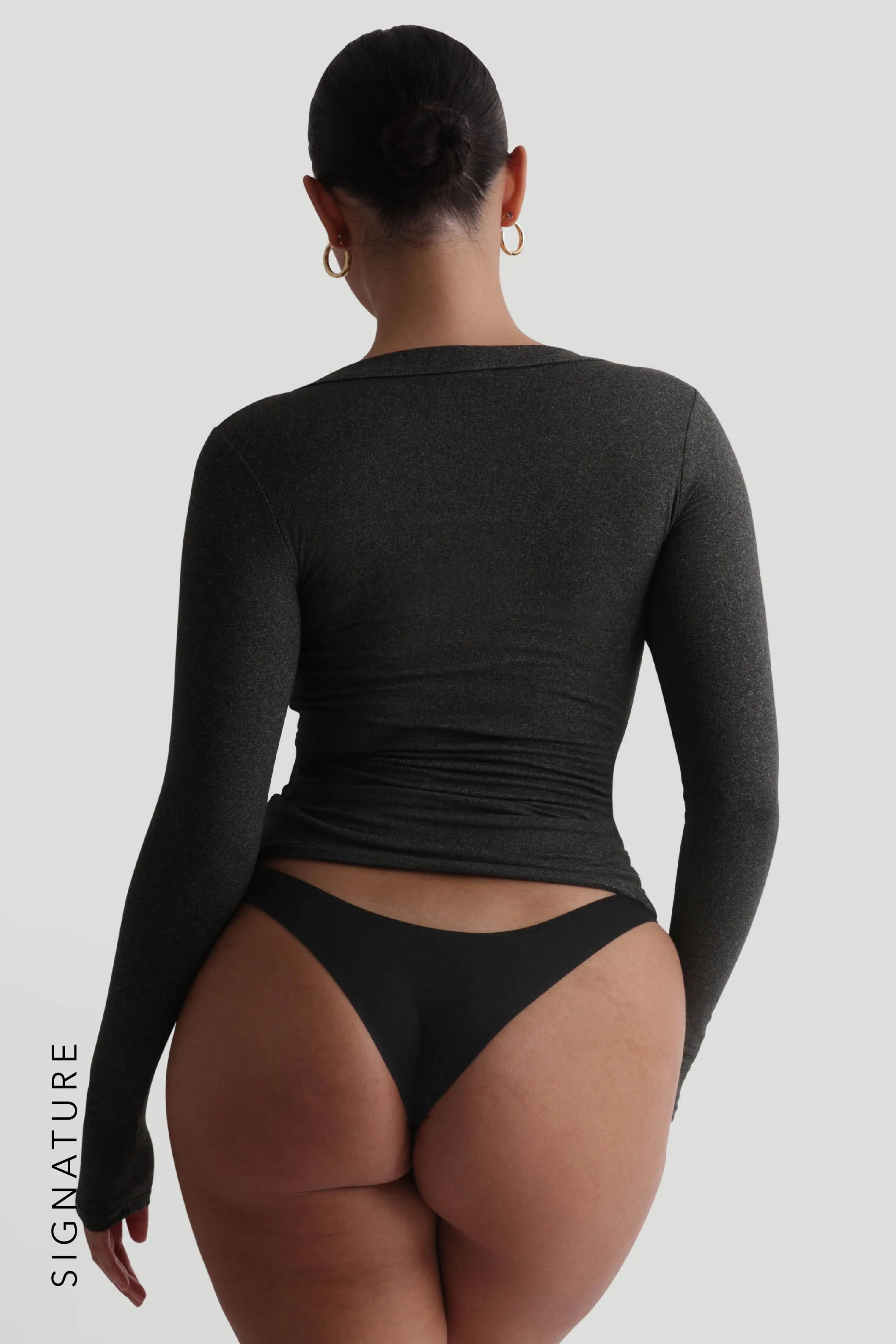 V-Shape Long Sleeve T-Shirt - Black Stone sold by My outfit online product image thumbnail 2