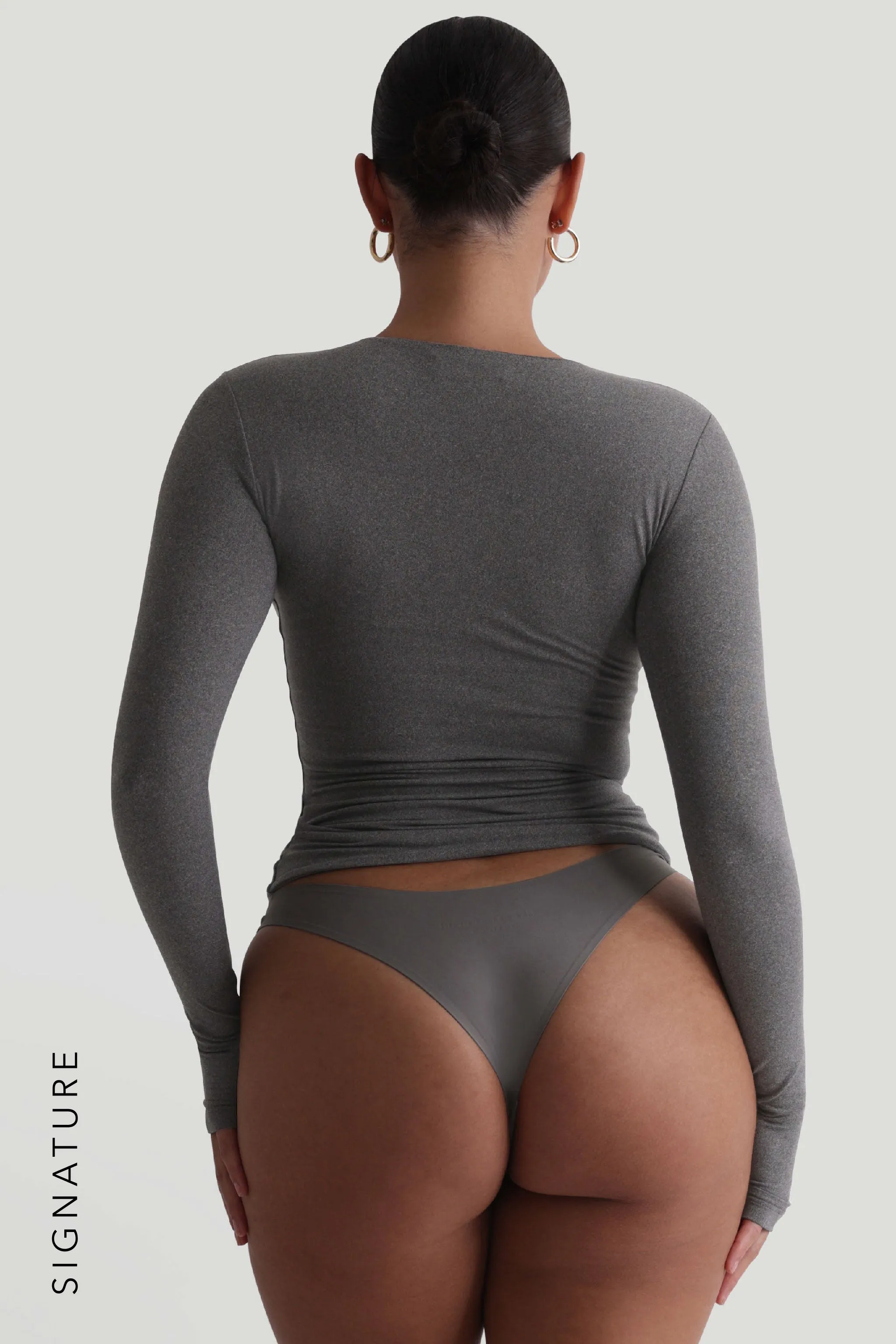 V-Shape Long Sleeve T-Shirt - Dark Stone Gray sold by My outfit online product image thumbnail 2