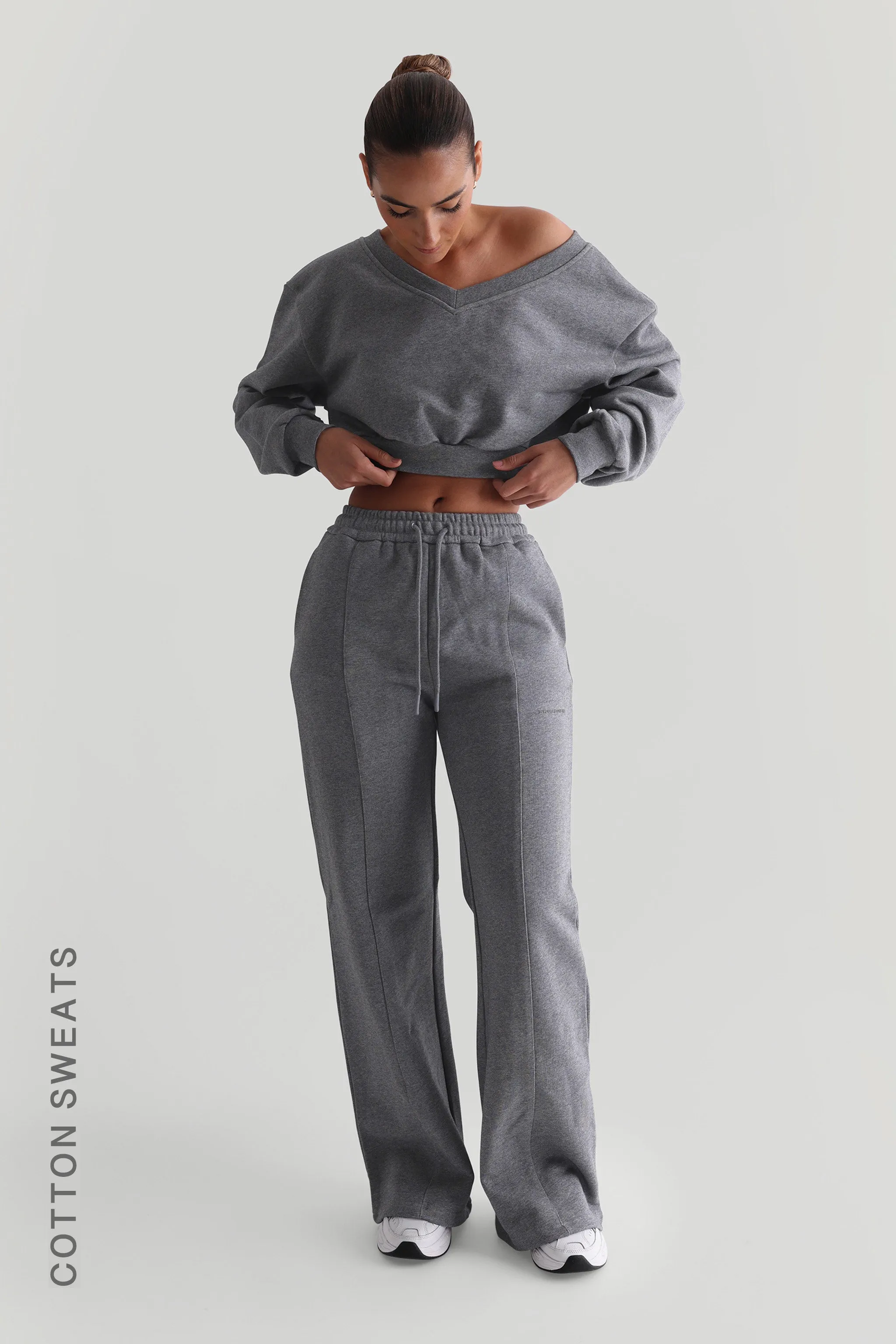 Structured Wide Leg Sweatpants - Stone Gray sold by My outfit online product image thumbnail 3