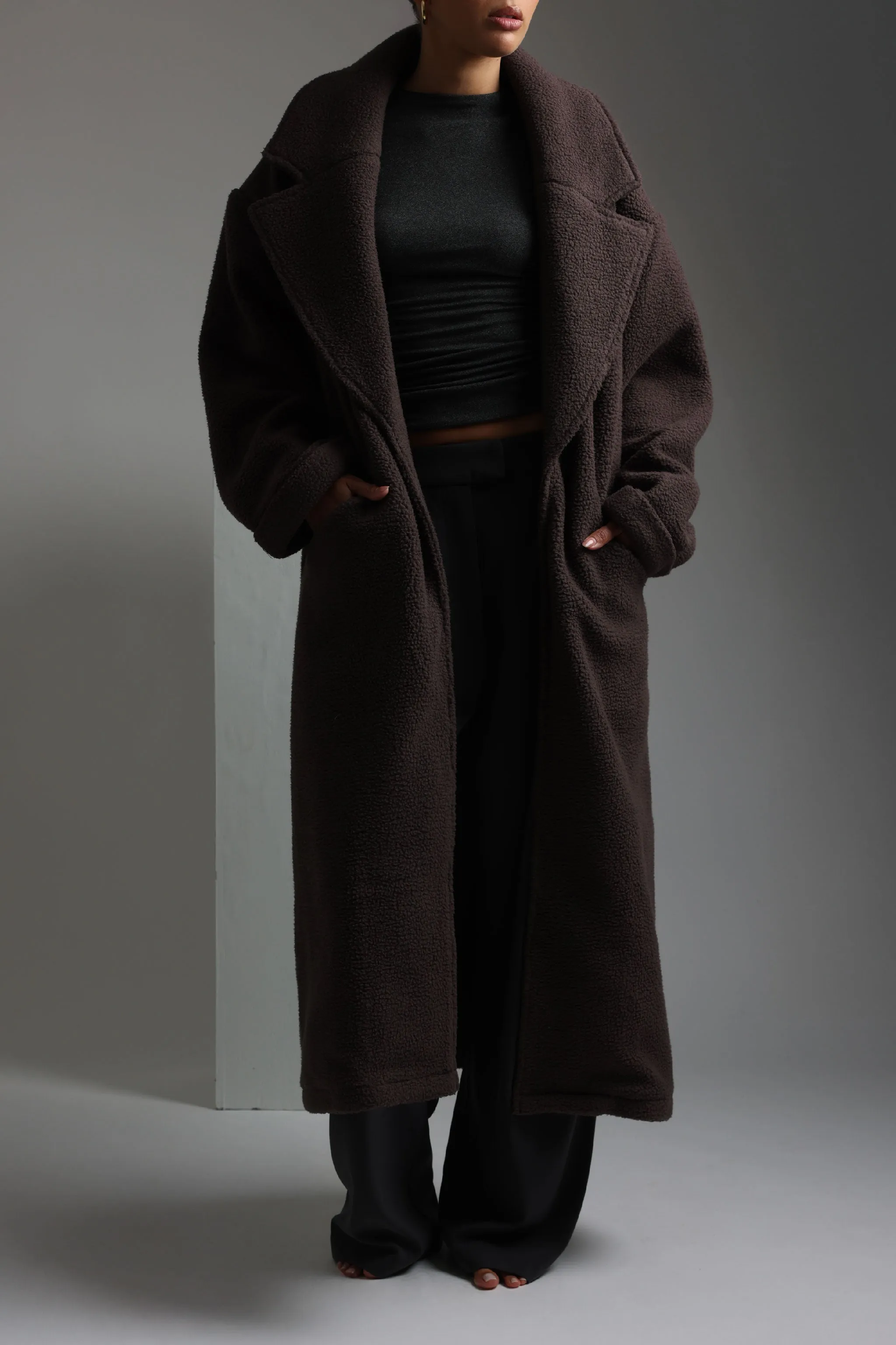 Sherpa Oversized Trench Coat - Charcoal sold by My outfit online product image thumbnail 2