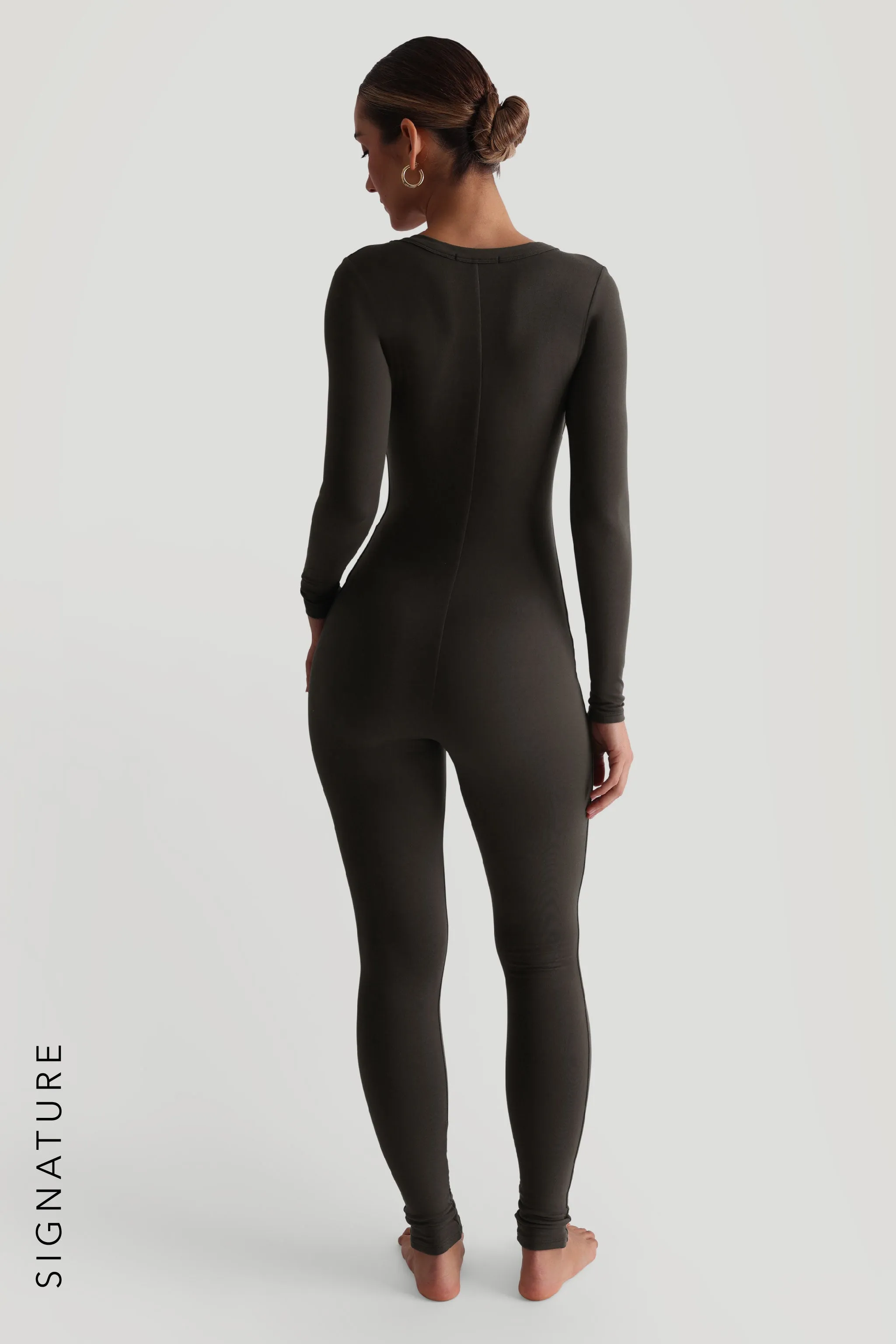 U-Shape Long Sleeve Jumpsuit - Charcoal sold by My outfit online product image thumbnail 2