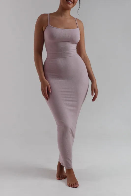 Slip-On Micro-Ribbed Maxi Dress - Lavender sold by My outfit online