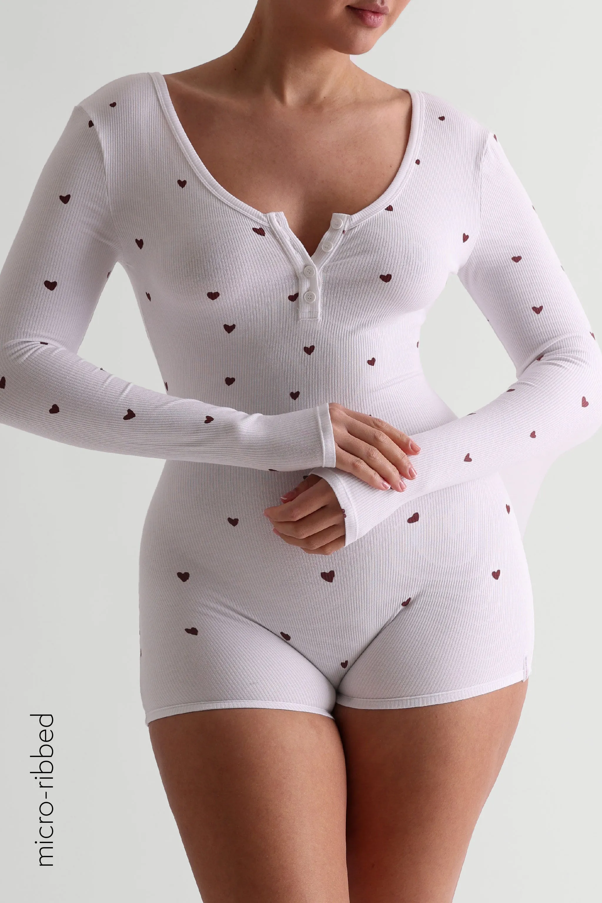 Button Up Micro-Ribbed Romper - Sweetheart sold by My outfit online product image thumbnail 2