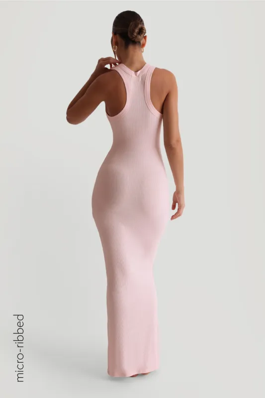 T-Shape Micro-Ribbed Maxi Dress - Light Rose sold by My outfit online