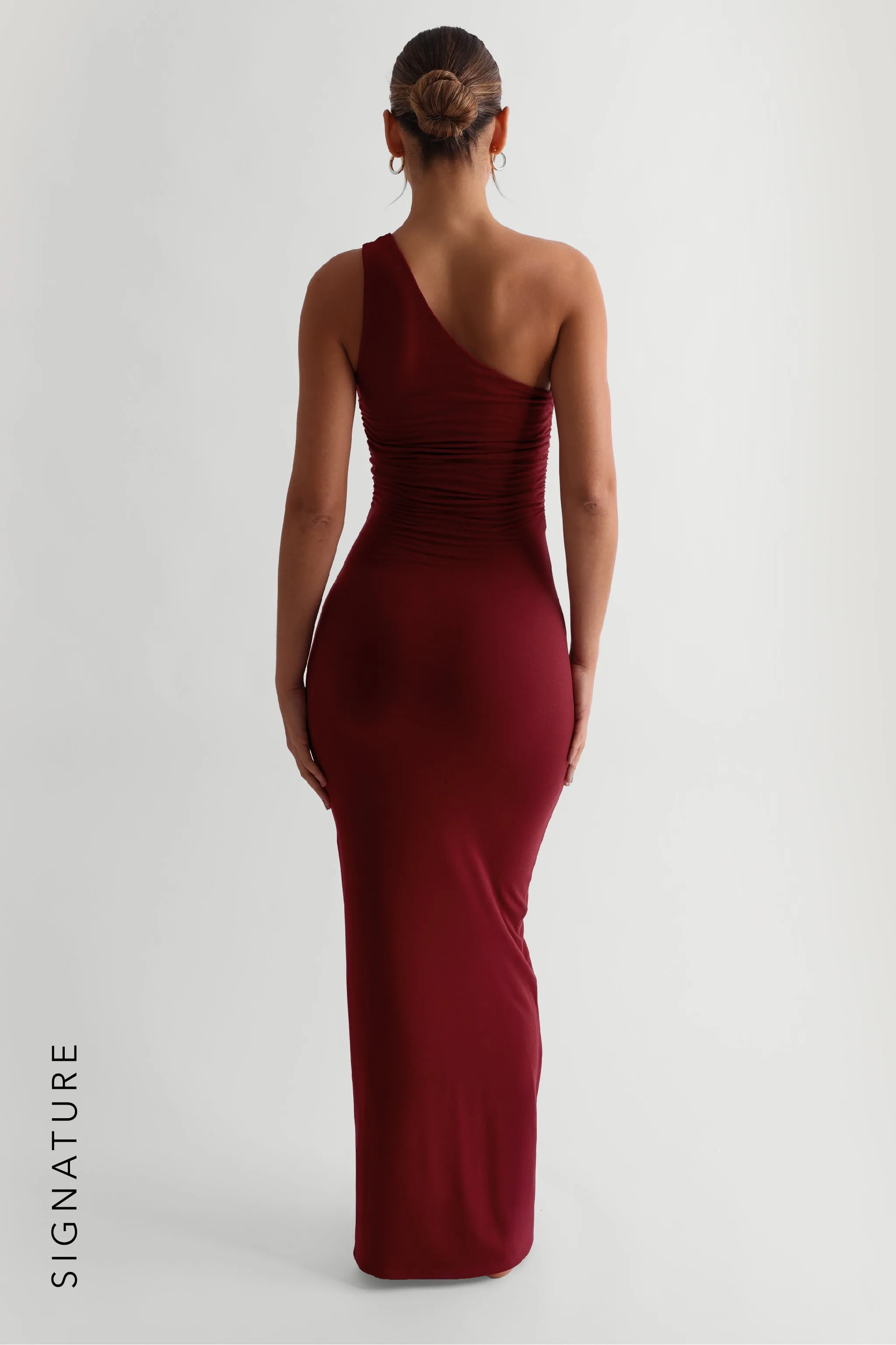 The One-Shoulder Ruched Maxi Dress - Wine sold by My outfit online product image thumbnail 3