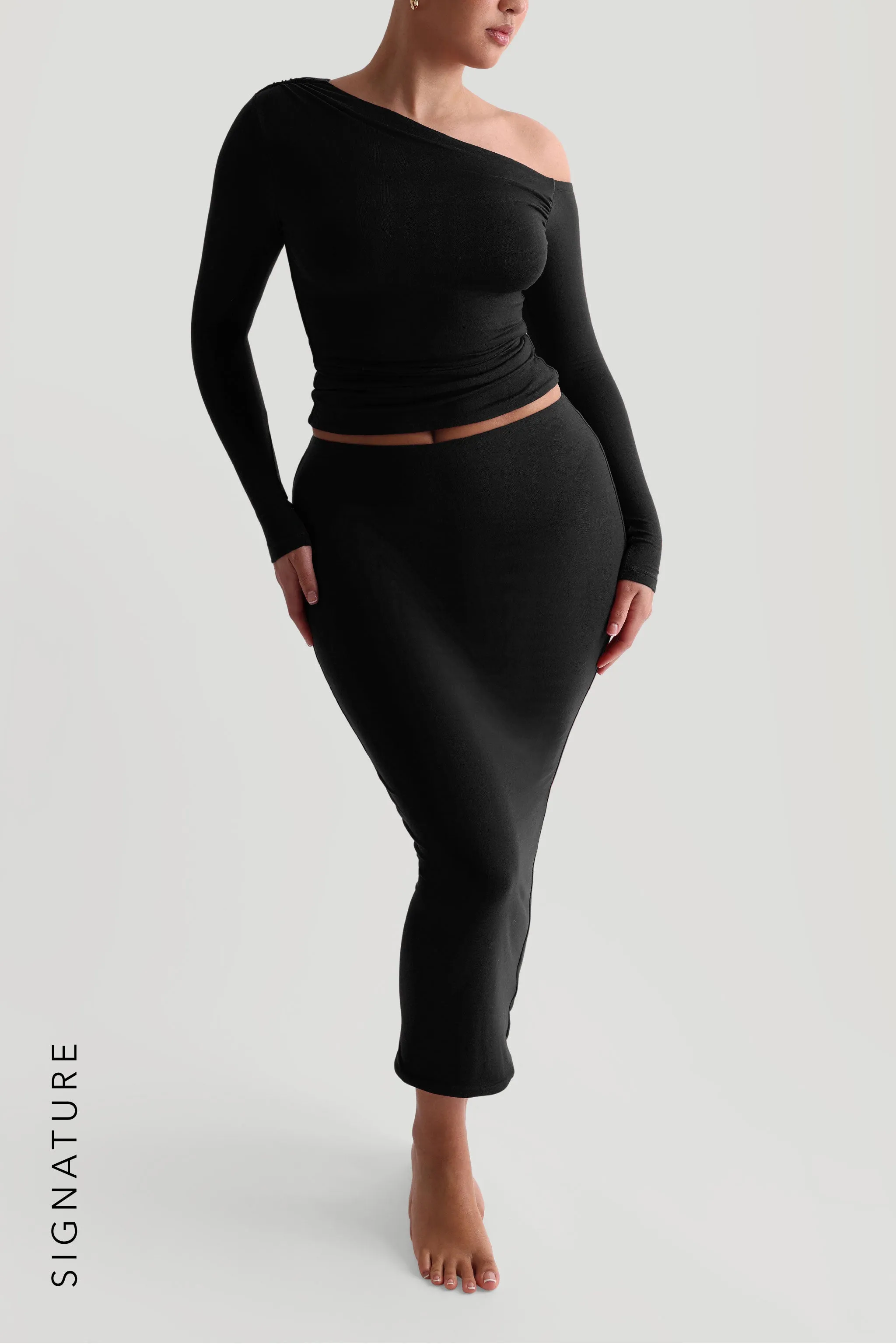 The Ruched Asymmetrical Long Sleeve Top - Black sold by My outfit online product image thumbnail 3