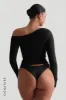 The Ruched Asymmetrical Long Sleeve Top - Black sold by My outfit online