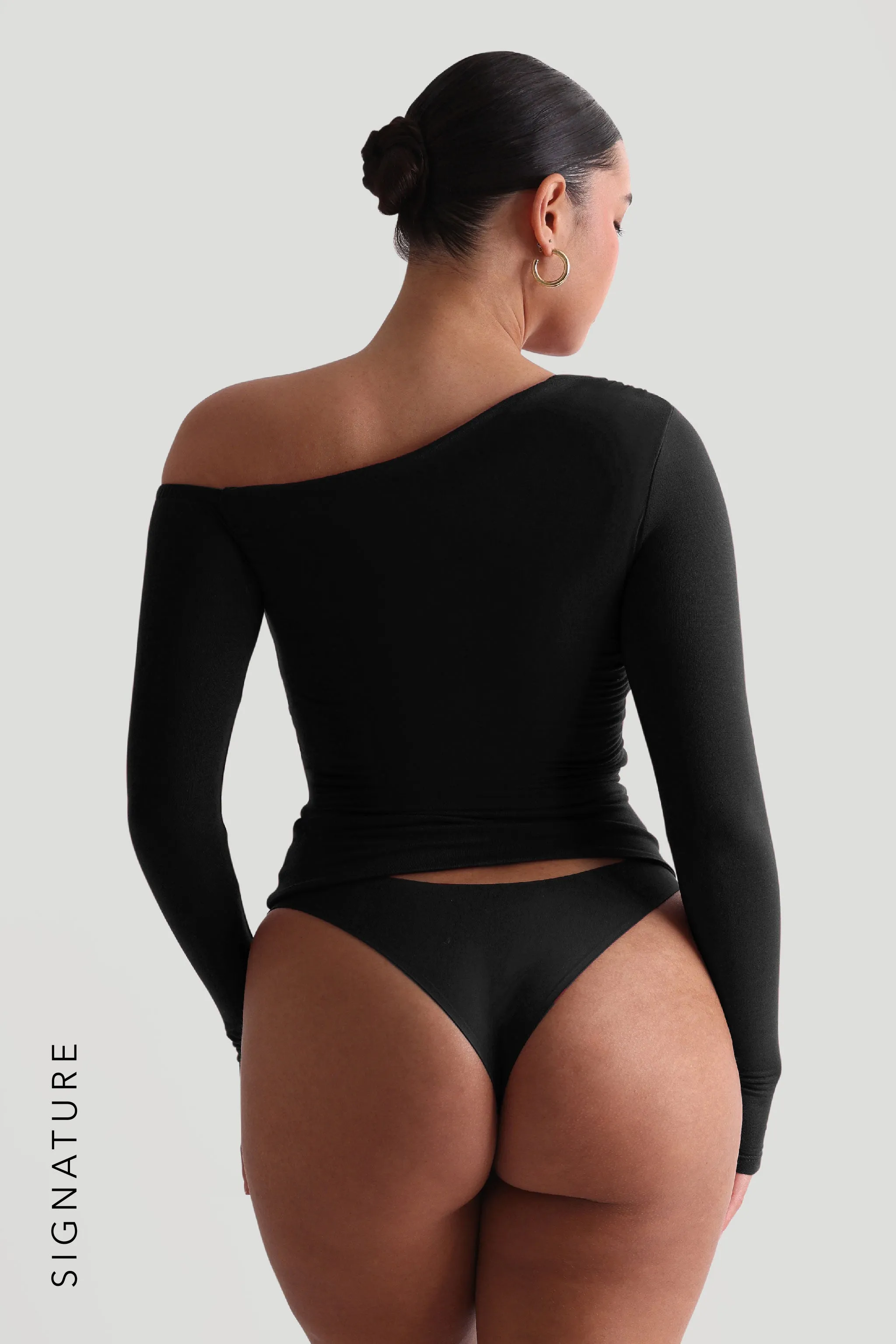 The Ruched Asymmetrical Long Sleeve Top - Black sold by My outfit online product image thumbnail 2
